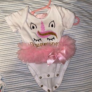 Baby girl pink unicorn tutu onesie